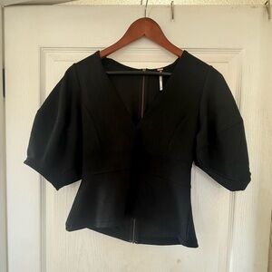 Free People Black V-Neck Blouse